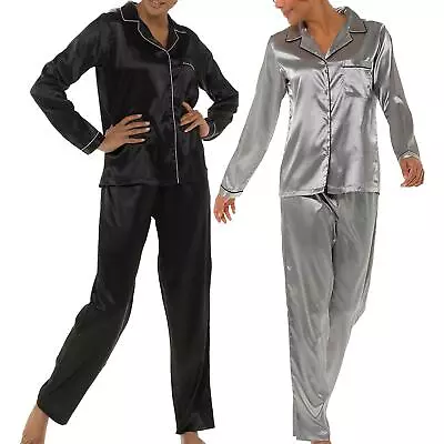 Buy A2Z Ladies Silk Satin Pyjamas Set Button Down Top Bottom Sleepwear Bride PJS Set • 16.99£