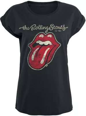 Buy Rolling Stones  Plastered Tongue  T-Shirt Ladies Skinny Large • 16£