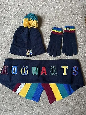 Buy Harry Potter Hogwarts Hat Scarf And Gloves Set By M&s Size 6-10 Years • 15£