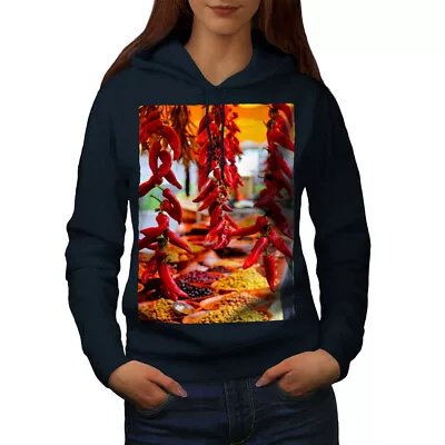 Buy Wellcoda Red Hot Spicy Pepper Womens Hoodie, Chili Casual Hooded Sweatshirt • 28.99£