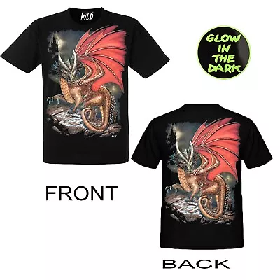 Buy Men Gothic T-shirt Dragon   Glow In Dark Both Side Print By WILD • 5.99£