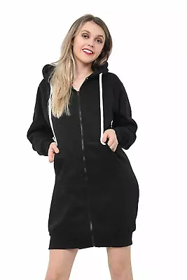 Buy Women Hoodies Casual Zipper Sweatshirt Coat Ladies Long Hoodie Plain Mini Jumper • 24.99£