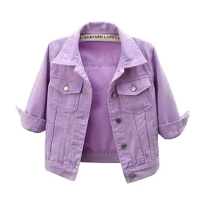 Buy Womens 3/4 Sleeve Denim Coat Basic Button Up Jean Jacket With Pockets Outwear • 38.16£