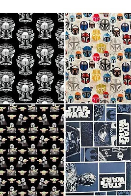 Buy Crafts Fabrics Star Wars Blocks Mandalorian Crest Yoda Helmet Trooper Cotton • 6.99£