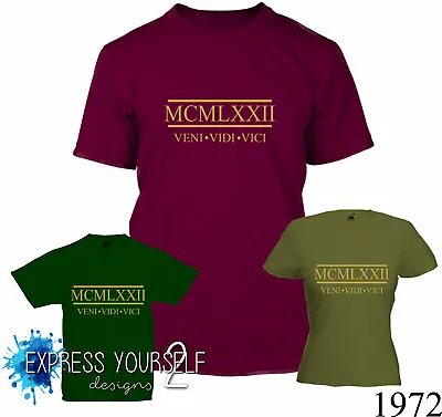 Buy ROMAN NUMERALS 1972 - 50th Birthday T-Shirt (2022), Gift, Premium Quality • 9.99£