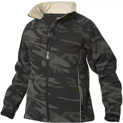 Buy Ladies Full Zip Soft Shell Jacket Waterproof Inner Fleece Camo CLIQUE • 11.99£