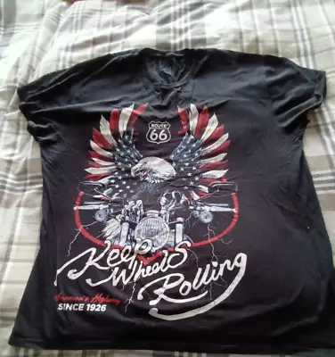 Buy ROUTE 66 Biker USA T-Shirt Black Short Sleeve Mens XL Used Excellent Condition • 7.99£