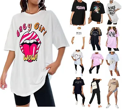 Buy Women's T-shirt Tee Baggy Fit Short Sleeve Ladies Slogan T Shirt Oversized Tops • 7.99£