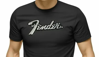 Buy Fender 50's T-shirt Men's Black Cult Tee Xmas Gift Tee Guitar Music RETRO SILVER • 9.99£