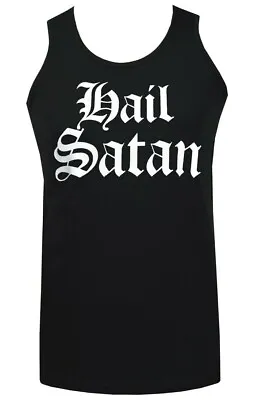 Buy Mens Satanic Tank Top Hail Satan Lucifer Goth Baphomet Devil 666 • 16.50£