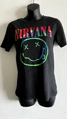Buy Women's Nirvana Smiley Face Kurt Cobain Official Merch Tee Shirt XS • 14.17£