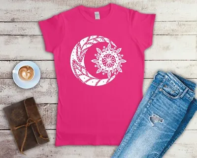 Buy Moon And The Sun Mandala Ladies Fitted T Shirt Sizes Small-2XL • 12.49£