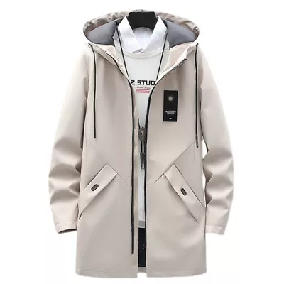 Buy Mens Casual Long Jackets Coats Hooded Streetwear Hip Hop Windbreaker Outwear *UK • 32.99£