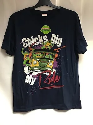 Buy Teenage Mutant Ninja Turtles Chicks Dig My Ride T Shirt UK Size XL • 13.99£
