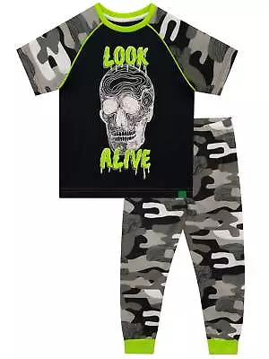 Buy Skull Camouflage Pyjamas Kids Boys 6 7 8 9 10 11 12 Years PJs Grey Black Green • 10.79£