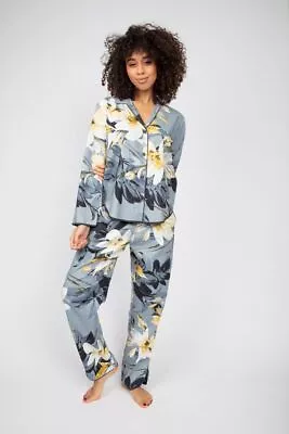 Buy Cyberjammies Pyjama Top Cotton Modal Women Rachel Grey Floral Print PJ Top • 6£