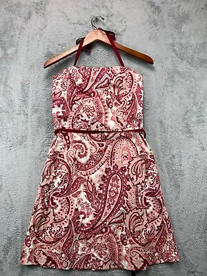 Buy Old Navy Dress Womens 10 Pink Red Paisley Stretch Boning Halter Strapless • 16.48£