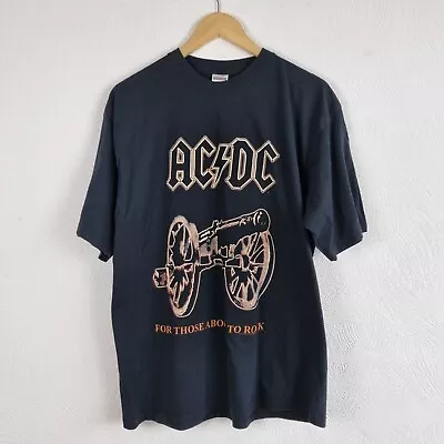 Buy Vintage ACDC Band T Shirt Mens XL Black For Those About To Rock 1999 Jerzees • 21.95£