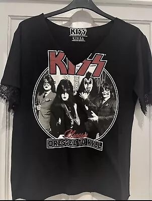 Buy 🔥KISS T SHIRT🔥Official Rock Chick Lace Sleeves Size M • 6£