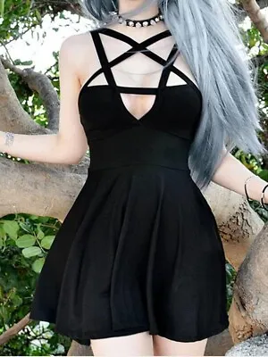 Buy Gothic Pentagram Mini Dress Witch Goth Alternative Clothing - UK Seller • 17.99£