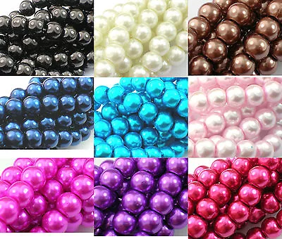 Buy ❤ 3,4,6,8,10,12mm Glass Pearls Beads CHOOSE COLOURS SIZES Jewellery Making UK ❤ • 1.40£