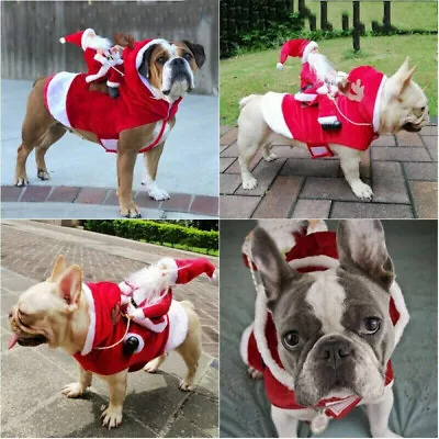 Buy Christmas Santa Claus Pet Dog Fancy Dress Jacket Coat Costume Outfit Clothes • 6.99£