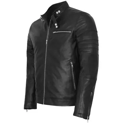 Buy Men's New Cafe Racer Slim Fit Biker Vintage Style Leather Jacket • 84.99£