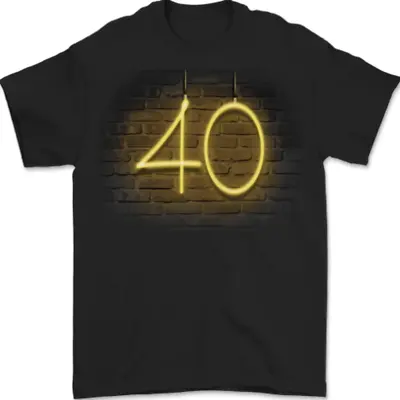 Buy 40th Birthday Neon Lights 40 Year Old Mens T-Shirt 100% Cotton • 8.48£