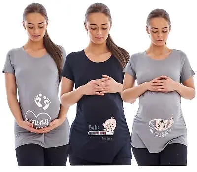 Buy Women Maternity Ruched Top ShortSleeve Baby Loading Coming Soon See You Soon Tee • 9.99£