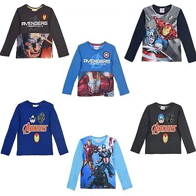 Buy Boys Kids Official Marvel Avengers Long Sleeve T Shirt Age 4-10 Years NEW • 7.95£