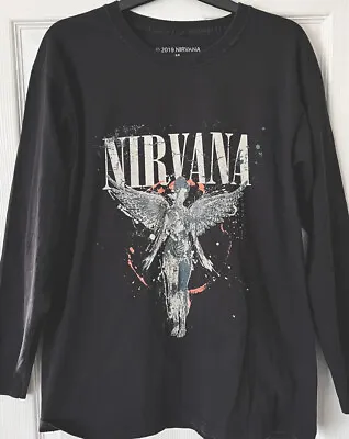 Buy Nirvana Long Sleeve T Shirt Size Medium . Black With A Nice Vintage Style Fade • 15£