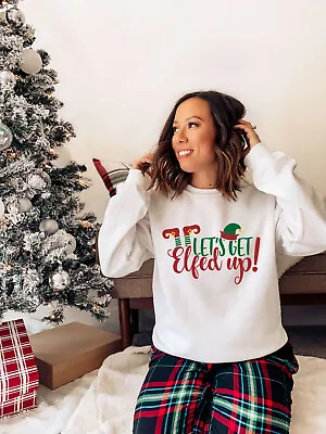 Buy Womens Christmas Jumper Sweatshirt Lets Get Elfed Up Ladies Xmas Top Novelty • 20.99£