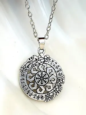 Buy Helm Of Awe Necklace Pendant Asatru Eagershelm Aegishjalmur Rune Norse Jewellery • 9.95£