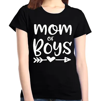 Buy Mom Of Boys Women's T-Shirt Mother's Day Gift Mama Mum Motherhood Heart Shirts • 14.04£
