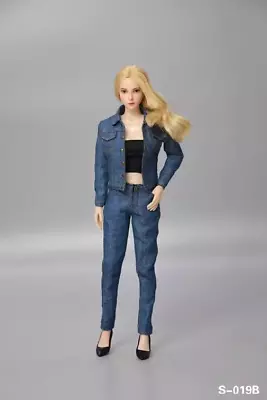 Buy SGTOYS S-019 1/6 Female Denim Jacket + Jeans+ Black Tube Top+ Shoes Model 12'' • 44.39£