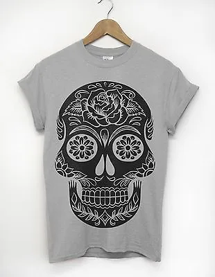 Buy Dark Candy Skull Tshirt Full Print Men Clothing Indie Light Grey Charcoal Dope • 15£