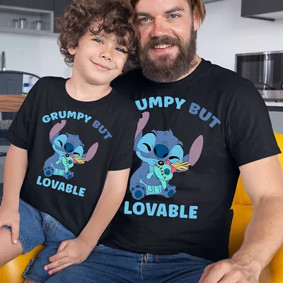 Buy Grumpy But Loveable Lilo & Stitch Fathers Day Unisex T-Shirt Kids Tee Top #FD • 13.49£