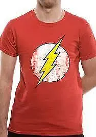Buy Official The Flash Distressed Logo Red T-Shirt, XL Cotton DC Shirt • 9.99£