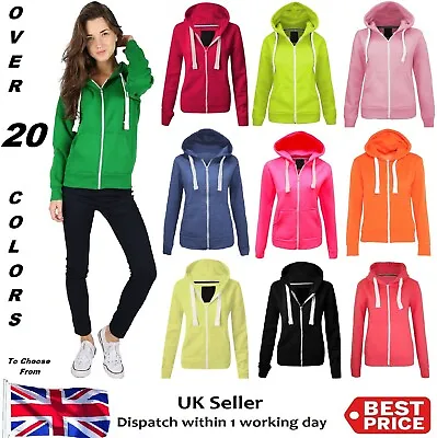 Buy Ladies Girl NEW PLUS SIZE Zip Up Sweatshirt Hooded Hoodie Coat Jacket Top 6-22 • 12.95£