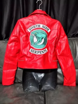 Buy Jughead Jones Cheryl Blossom Riverdale Red Leather Southside Serpents Jacket • 57.01£