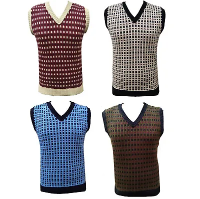 Buy Knitted Tanktop Mens Unisex Womens New Vintage Sleeveless Knit Retro Jumper Vest • 29.95£