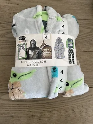 Buy Baby Yoda Star Wars Plush Hooded Robe And Pj Set Size: Youth XSmall (4) • 13.67£