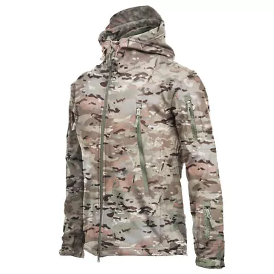 Buy Mens Combat Waterproof Jacket Warm Hooded Outdoor Tactical Coat Tops Jacket UK • 24.95£