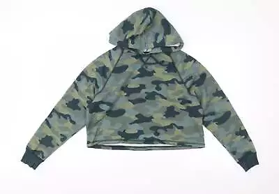 Buy H&M Womens Green Camouflage Polyester Pullover Hoodie Size S Pullover - Cropped • 7.75£