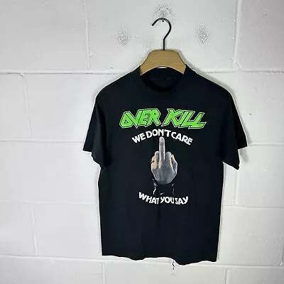 Buy Vintage Over Kill Shirt Mens Medium Black We Don't Care Single Stitch Punk 90s • 128.95£