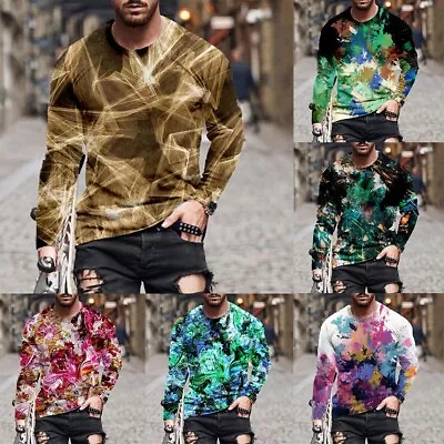 Buy Fashionable Mens Graphic T Shirt In Bold Flame Print For An Impressive Look • 9.97£