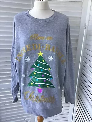 Buy NEW LOOK Curves 18 Grey Christmas Jumper Have An Incredi-Bauble Xmas Glitter • 12.99£