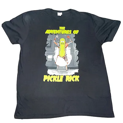 Buy The Adventures Of Pickle Rick Mens Black Gildan Graphic Print T-Shirt Size 2XL • 16.99£