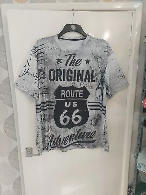 Buy Mens 'Route 66'  T- Shirt. Grey/ Black Mix. Size 2XL (48-50  Chest) • 8.50£