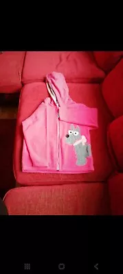 Buy Girls Pink Dog Motif Fleece Hoodie Age 5-6   • 8.99£